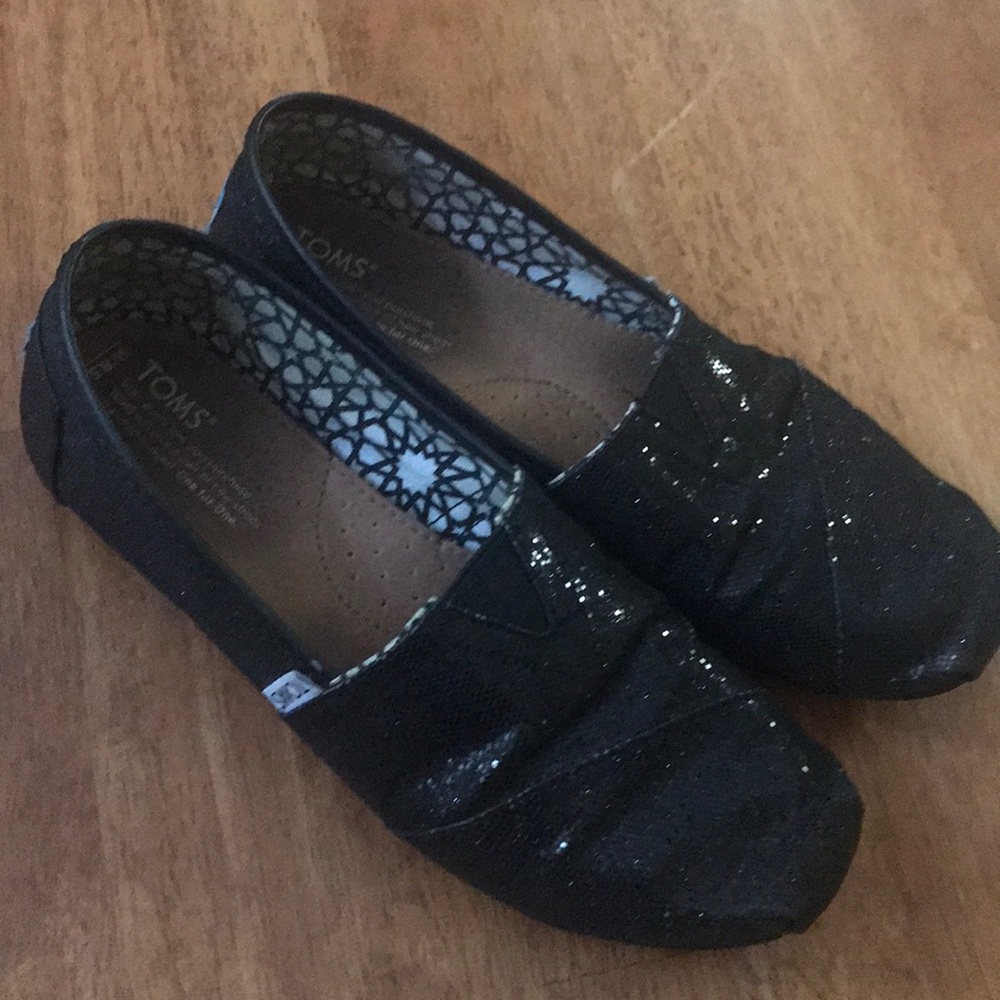 Toms black sequin canvas shoes